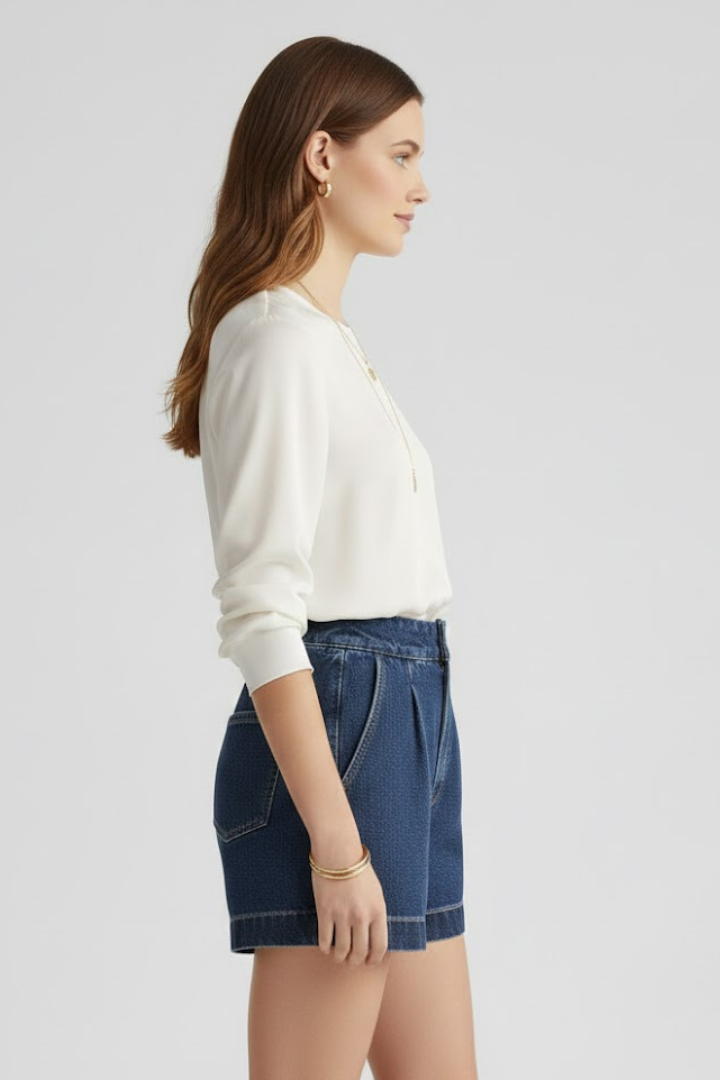 Danielle | Women’s High Waisted Shorts Rolled Hem