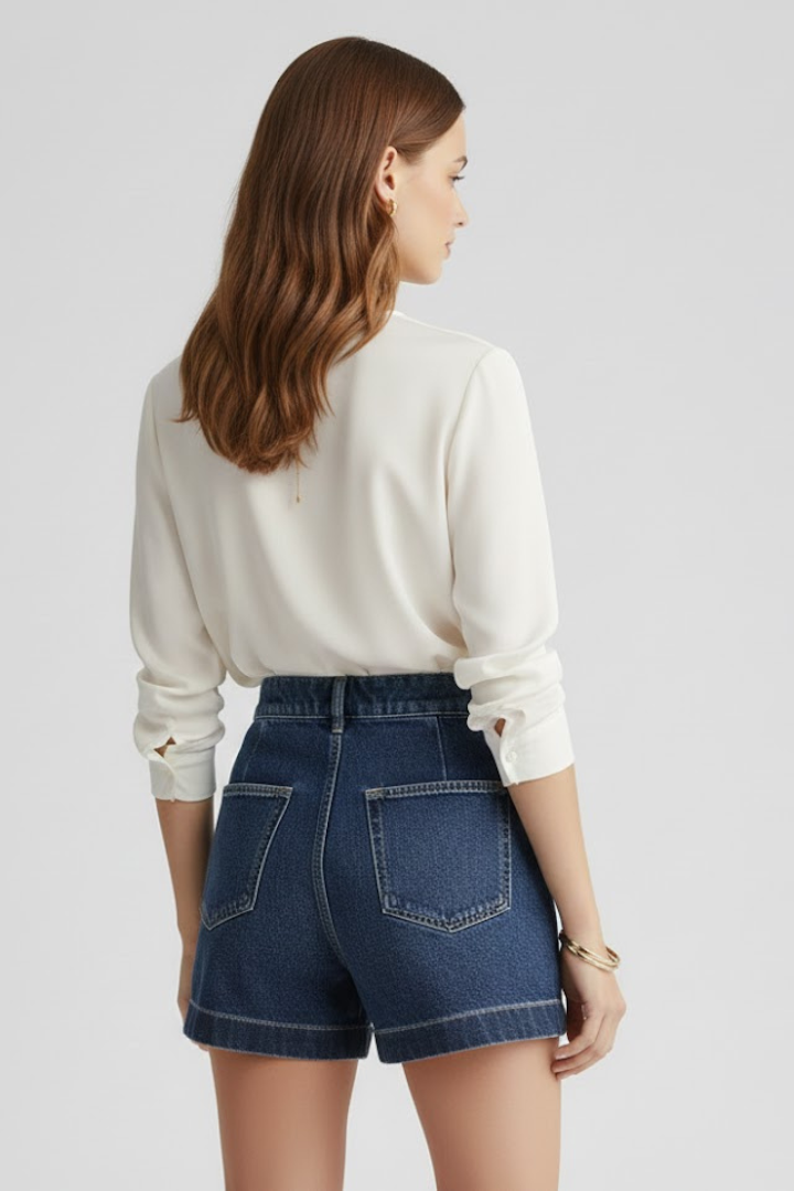 Danielle | Women’s High Waisted Shorts Rolled Hem