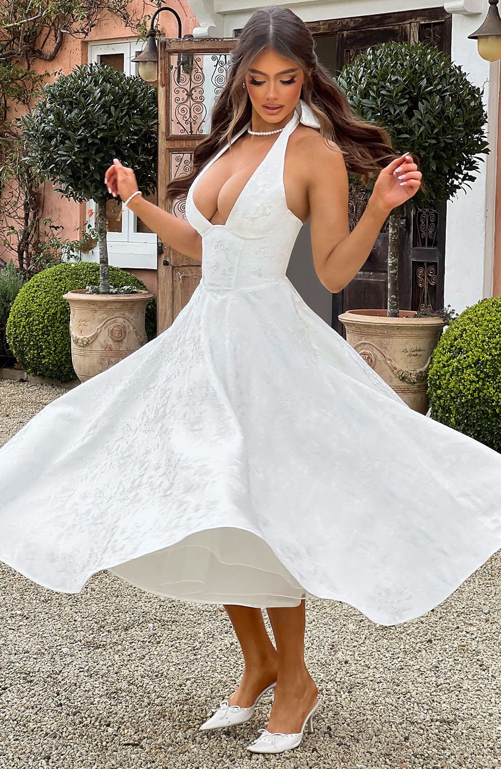 Kimberly | Women’s Wedding Gues Dress Halter Midi Dress