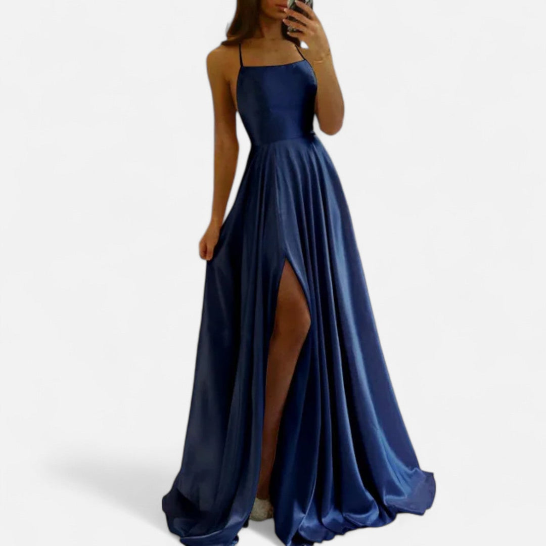 Margaret | Women’s Modern Fit Satin Slit  Maxi Dress