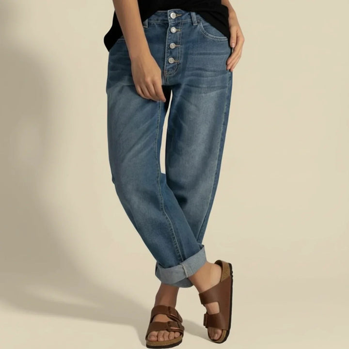 Claire | Women’s High Waisted Button Fly Jeans