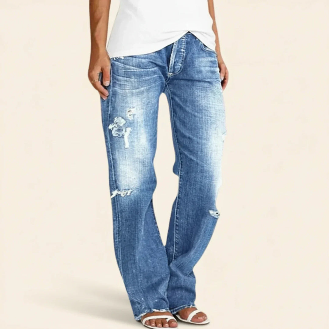 Chloe | Women’s Ripped High Rise Straight Jeans