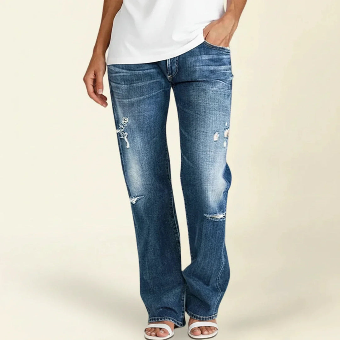 Chloe | Women’s Ripped High Rise Straight Jeans