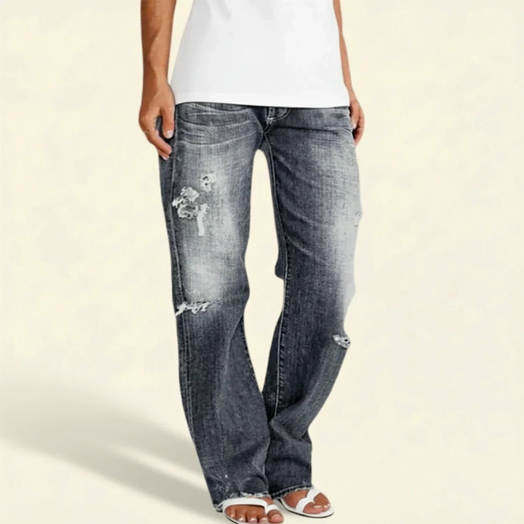Chloe | Women’s Ripped High Rise Straight Jeans