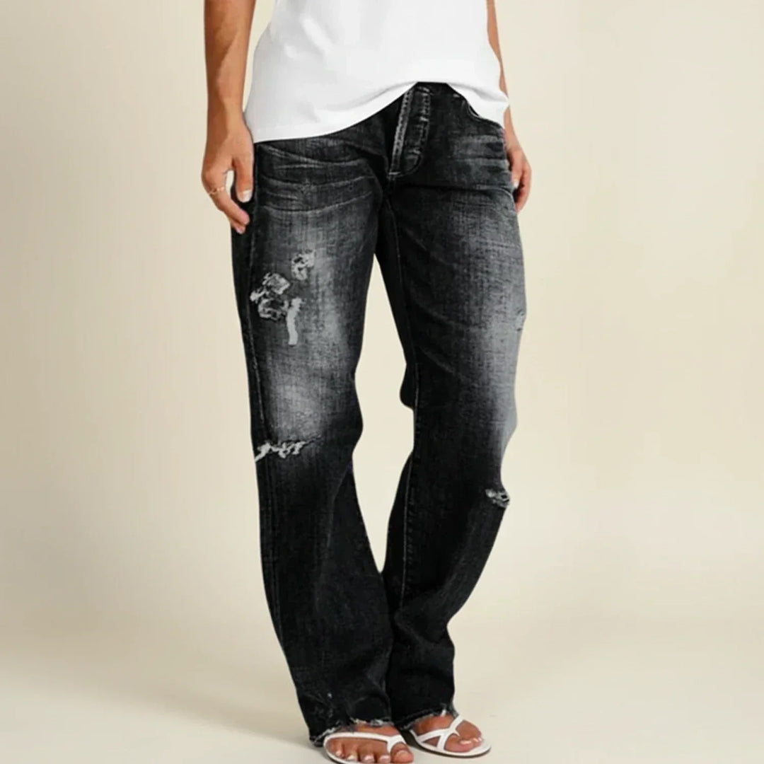 Chloe | Women’s Ripped High Rise Straight Jeans